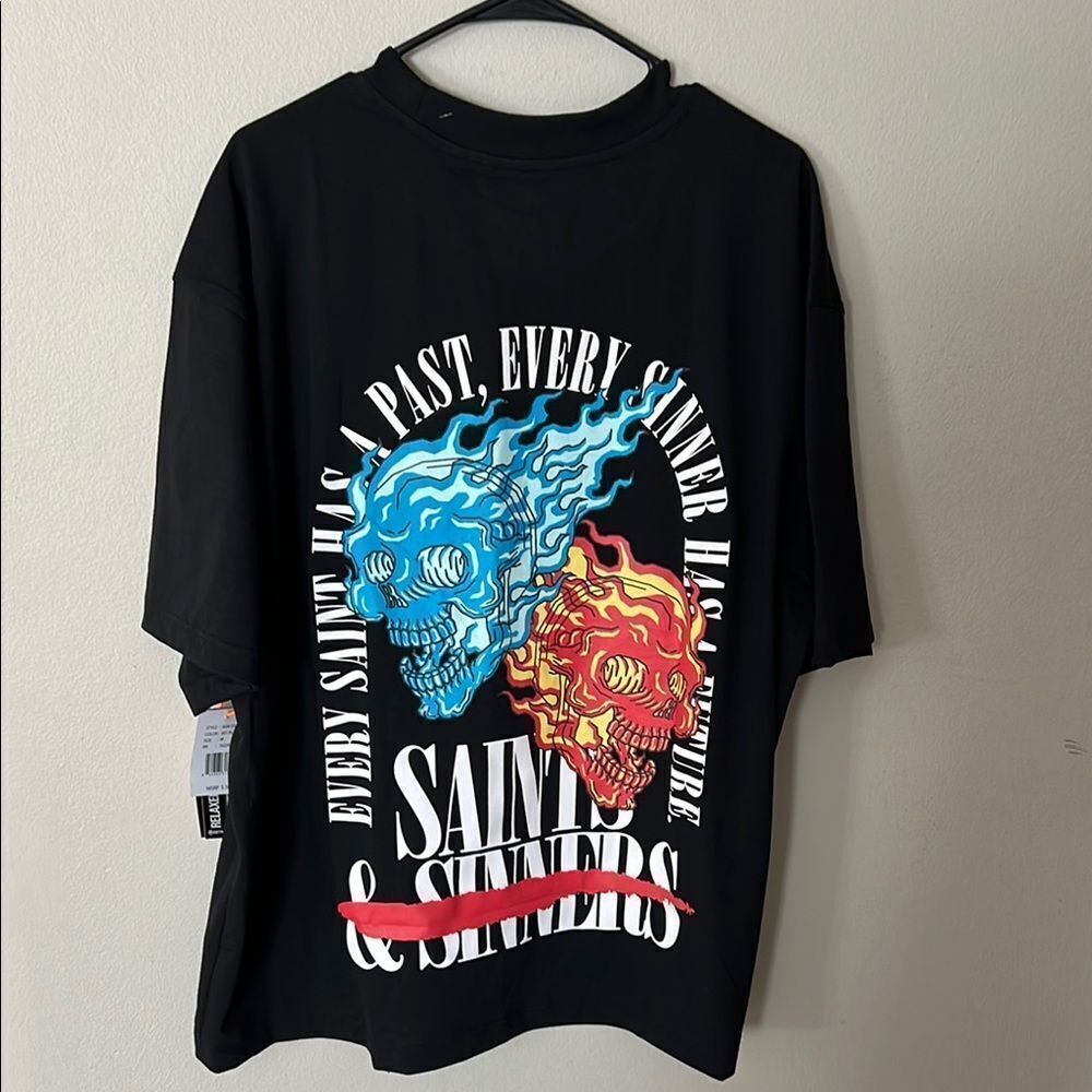 GSTR Black Short Sleeve Tee with Colorful Chest Logo